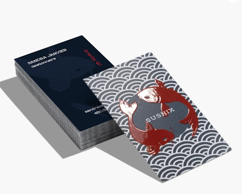 Cartes d’affaires en relief fini brillant